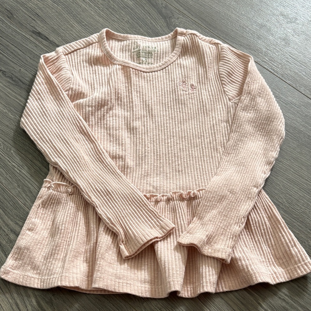 Pink Ribbed Kids Long Sleeve Top